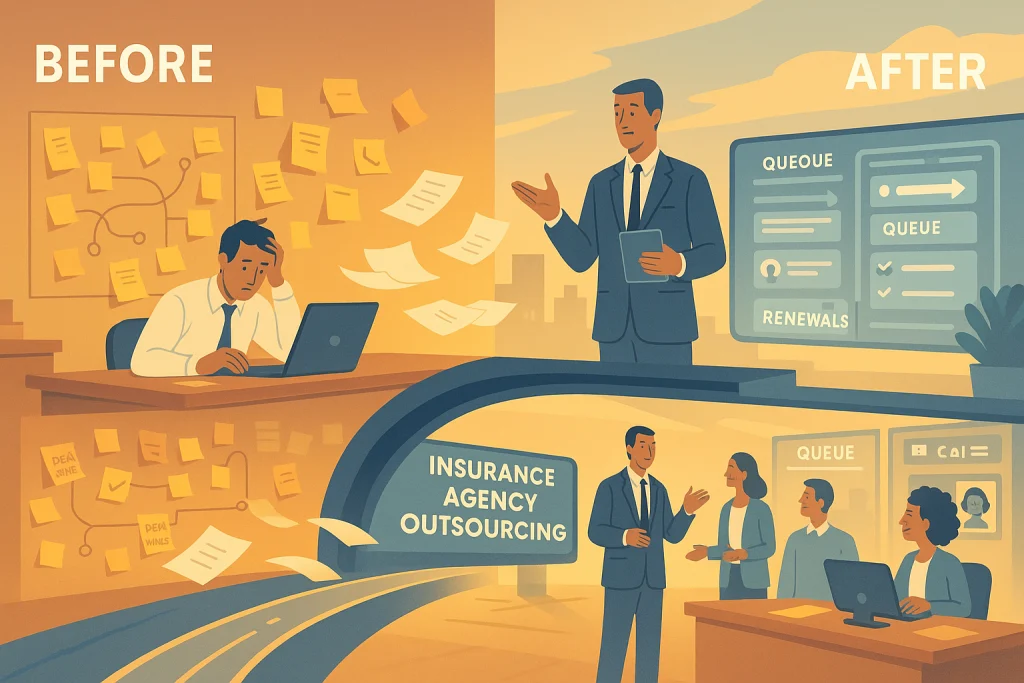 Before-and-after transformation through insurance agency outsourcing