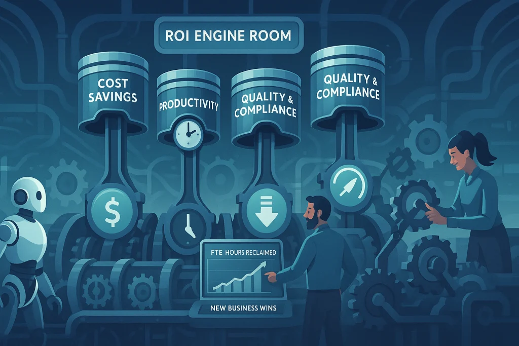 Four-factor ROI engine powered by an insurance BPO provider