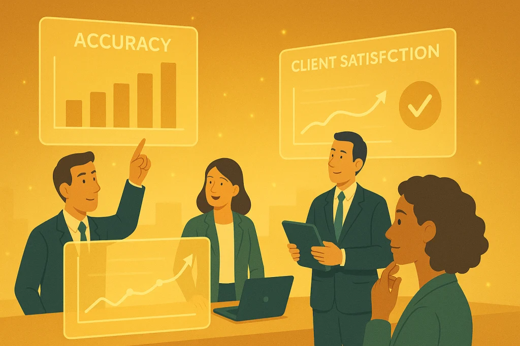 Illustration of analytics and success metrics achieved through insurance BPO services
