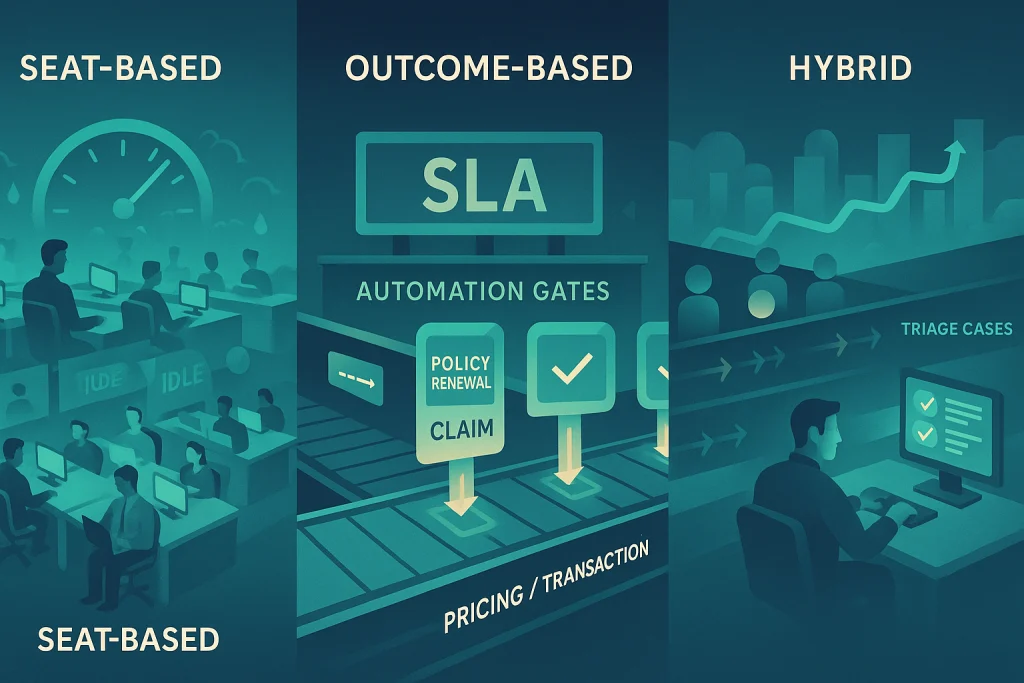 Three service models visualized for choosing an insurance BPO provider